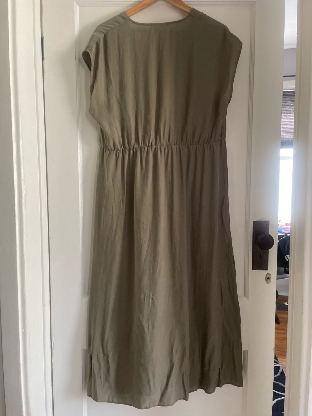 Mango Marte modal-blend khaki midi dress-Size 10 - Picture 4 of 9